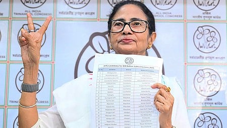 Mamata Banerjee with candidate list.