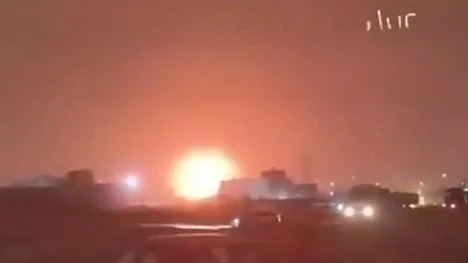 Screenshot of the Ras Laffan refinery fire following the attack