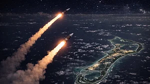 An AI generated image of attack on Diego Garcia