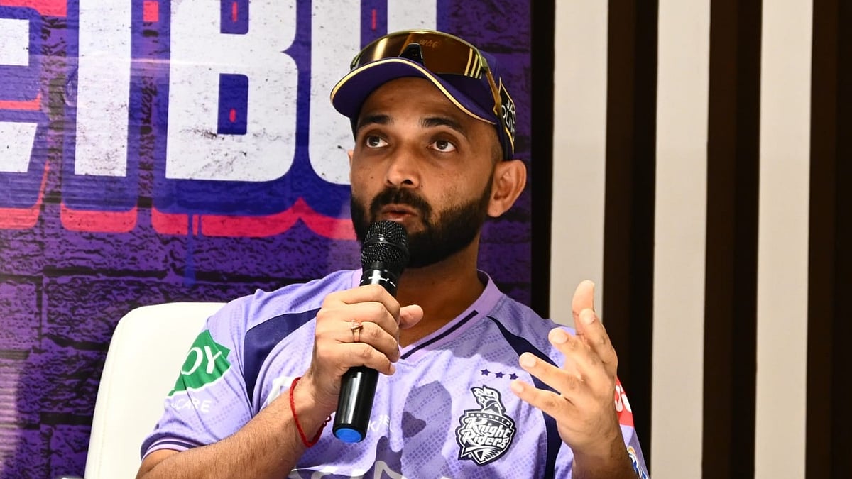 KKR captain Ajinkya Rahane at the press conference in Kolkata