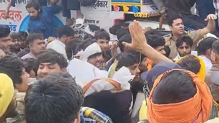 Protestors gather in Mathura