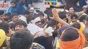 Protestors gather in Mathura