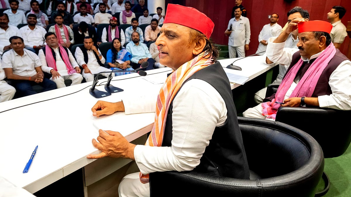 Akhilesh Yadav at the Samajwadi Party headquarters