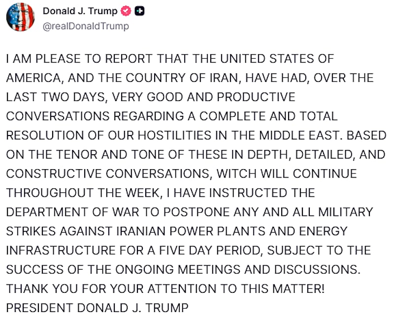 Iran war: Trump delays power plant strikes by 5 days, extends Hormuz deadline