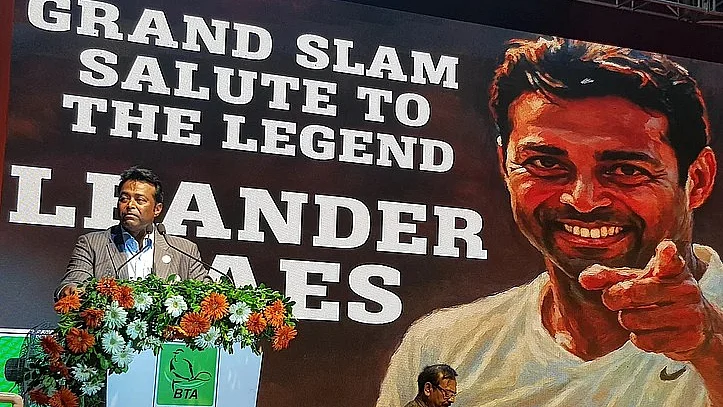 Leander Paes speaks at a felicitation in Kolkata last year
