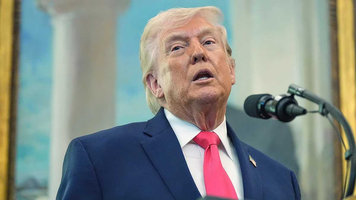 Donald Trump speaks at the swearing in for homeland security secretary Markwayne Mullin, 24 March