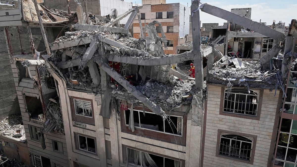 A residential building in Tehran hit by an Israeli strike