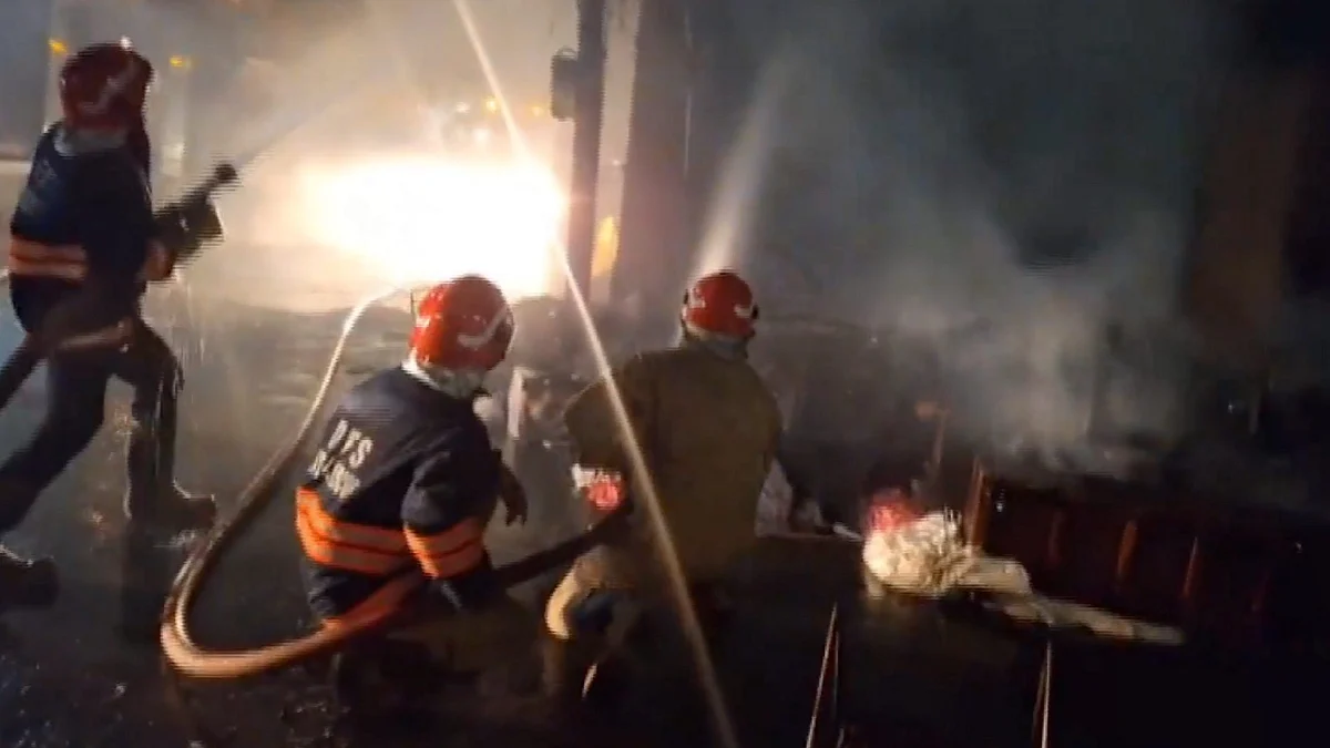 Firefighters battle a blaze in New Delhi.