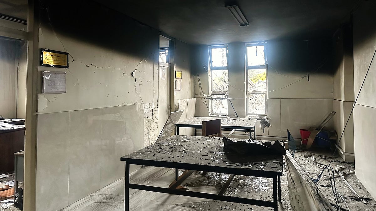 A damaged section of the university