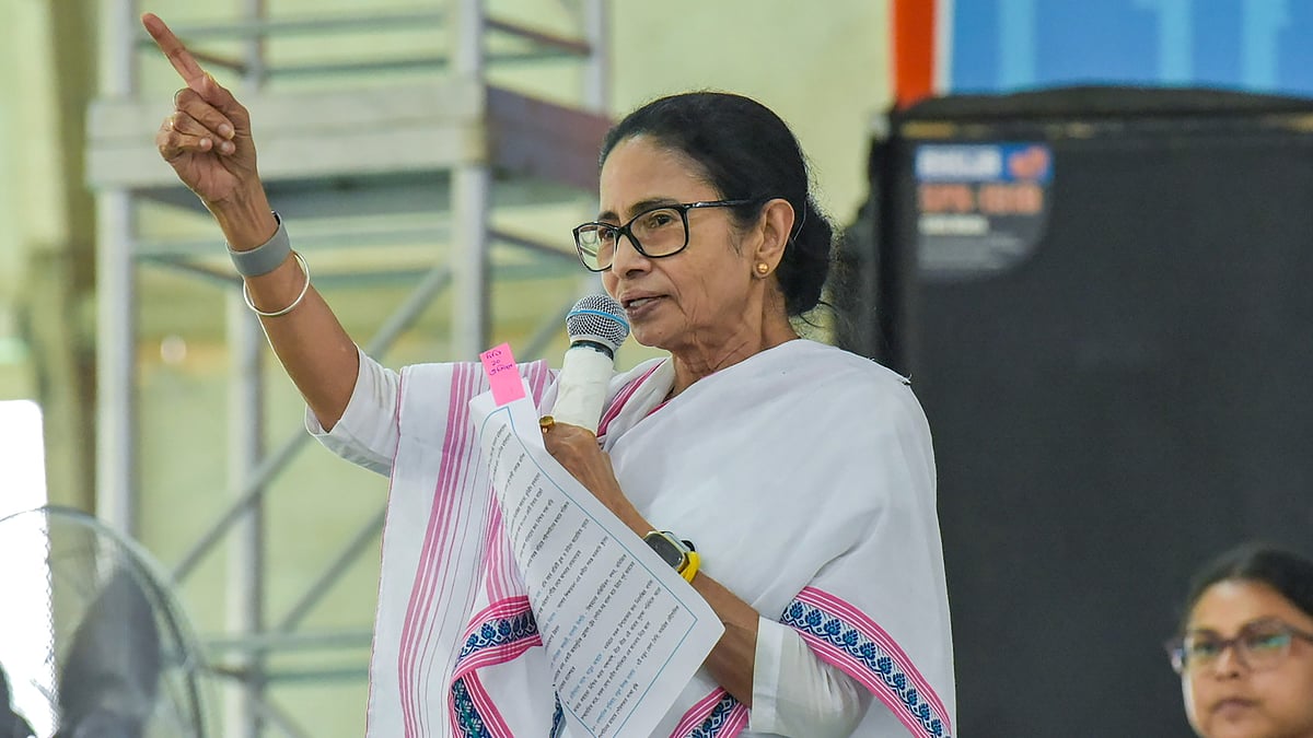 Mamata Banerjee addresses a public rally in Purulia.