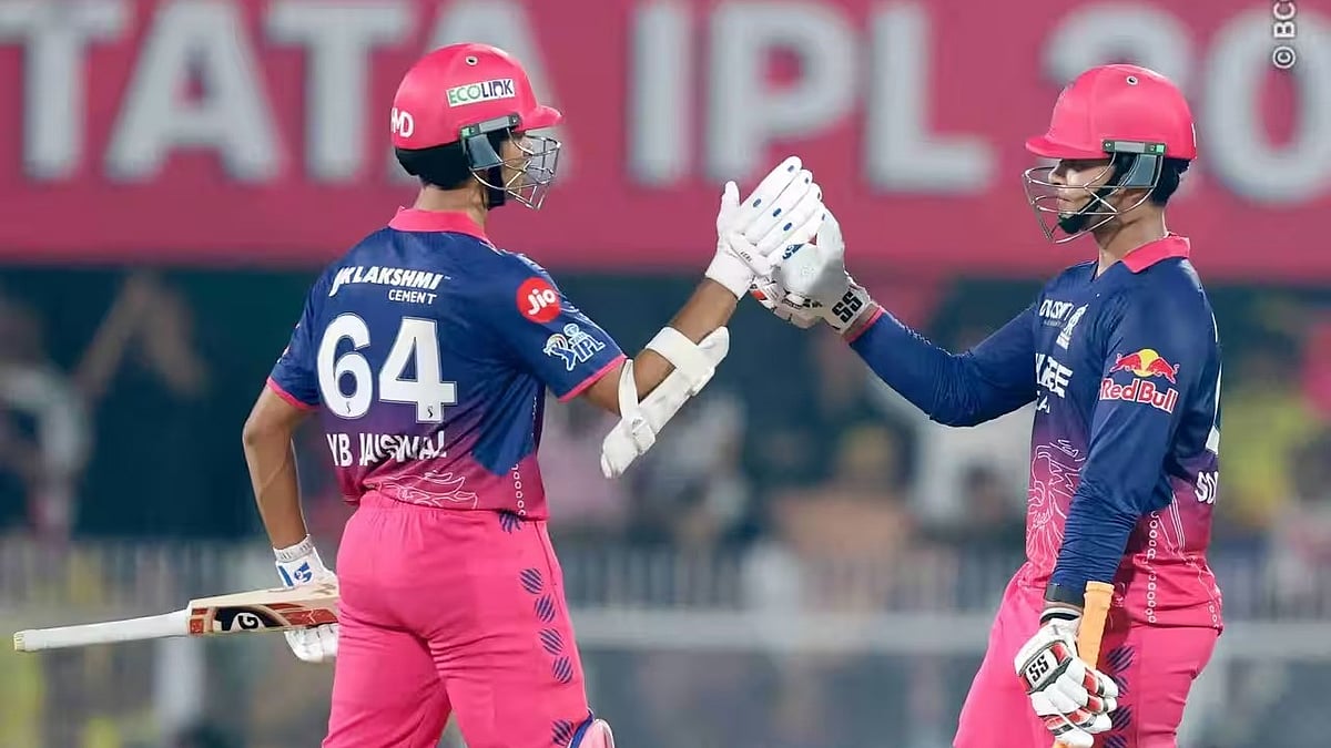 Vaibhav Sooryavanshi (right) with Yashasvi Jaiswal during their partnership