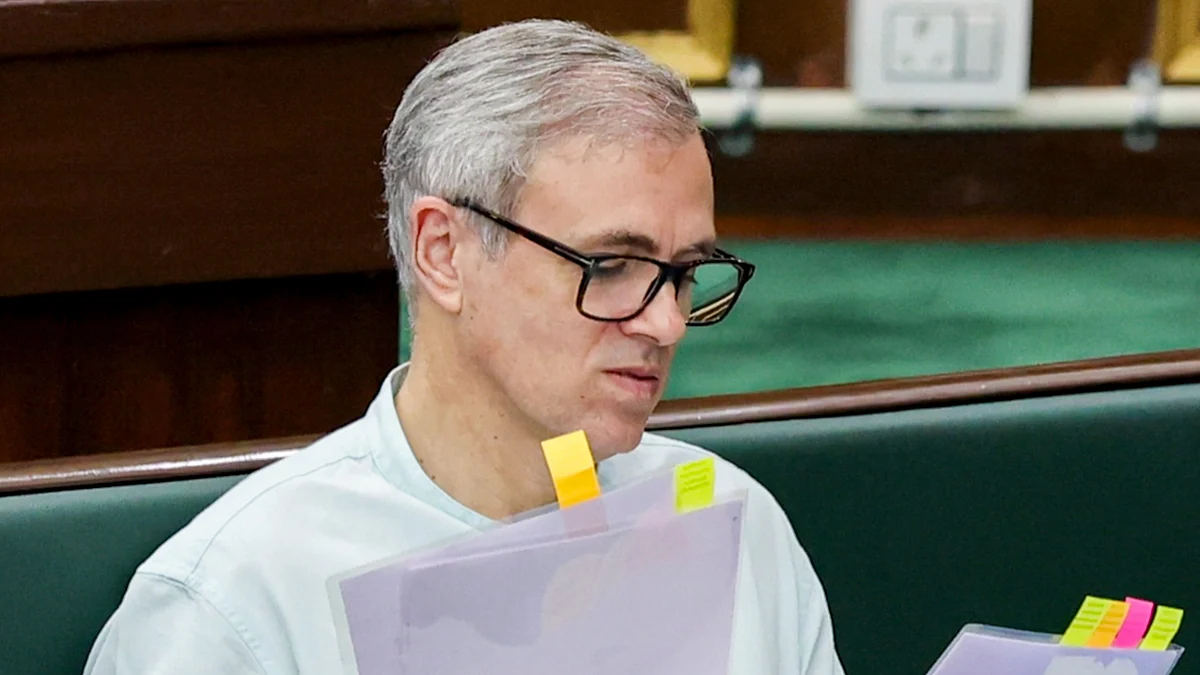 Jammu and Kashmir Chief Minister Omar Abdullah speaks during the Budget session of the J&K Assembly