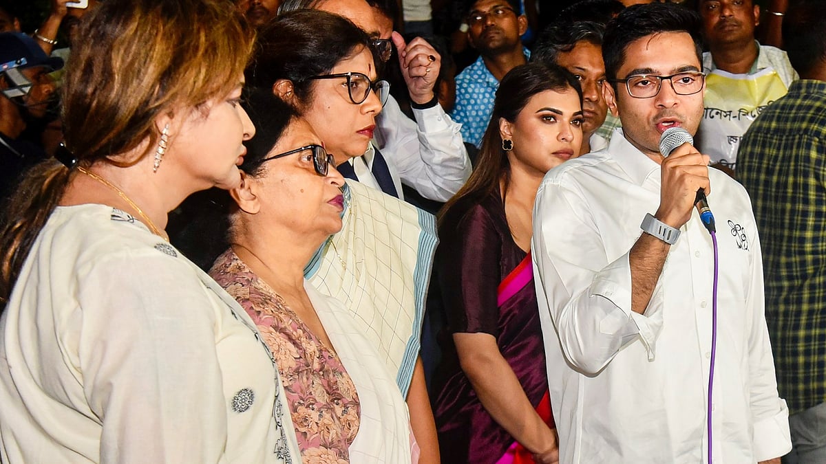 Abhishek Banerjee addresses the media after a meeting with the West Bengal CEO, 29 March