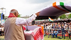 Congress president Mallikarjun Kharge during a political rally.