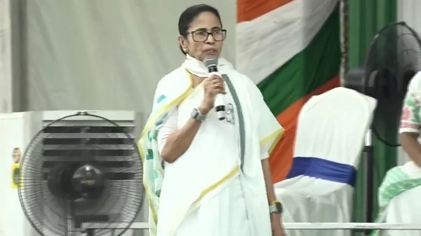 Mamata Banerjee during a political rally.
