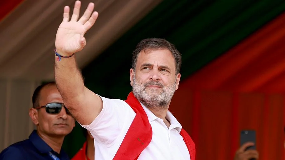 Congress leader Rahul Gandhi during a political rally in Assam.