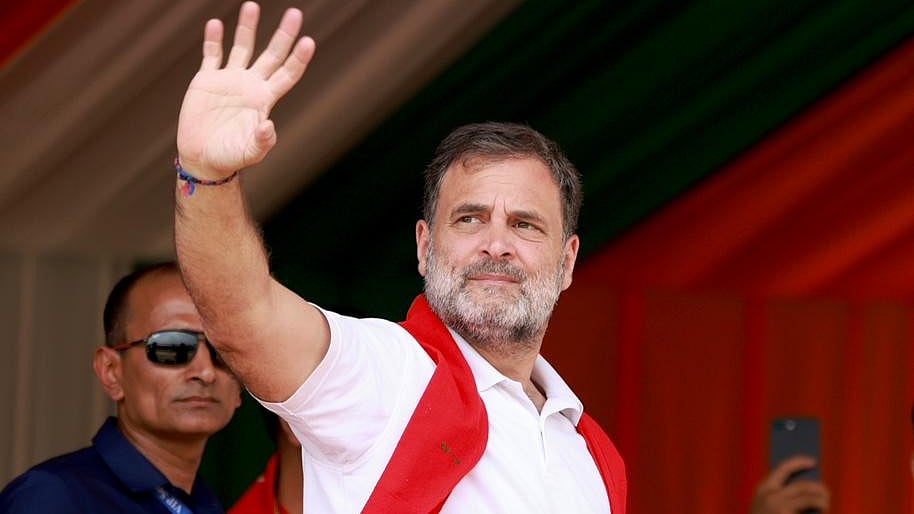 Congress leader Rahul Gandhi during a political rally in Assam.