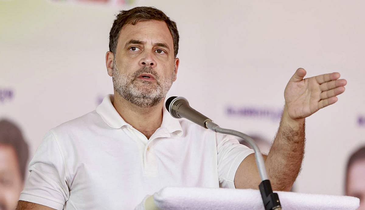 Rahul Gandhi during a public meeting ahead of Kerala Assembly elections.