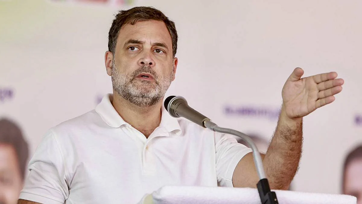 Rahul Gandhi during a public meeting ahead of Kerala Assembly elections.