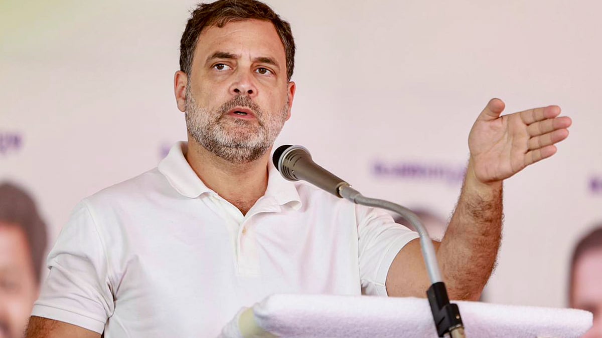 Rahul Gandhi addresses a public meeting in Alappuzha, Kerala.