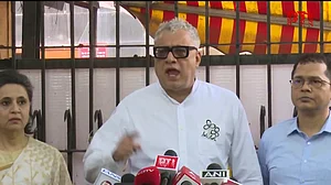 Trinamool Congress delegation led by Rajya Sabha MP Derek O’Brien after meeting CEC.