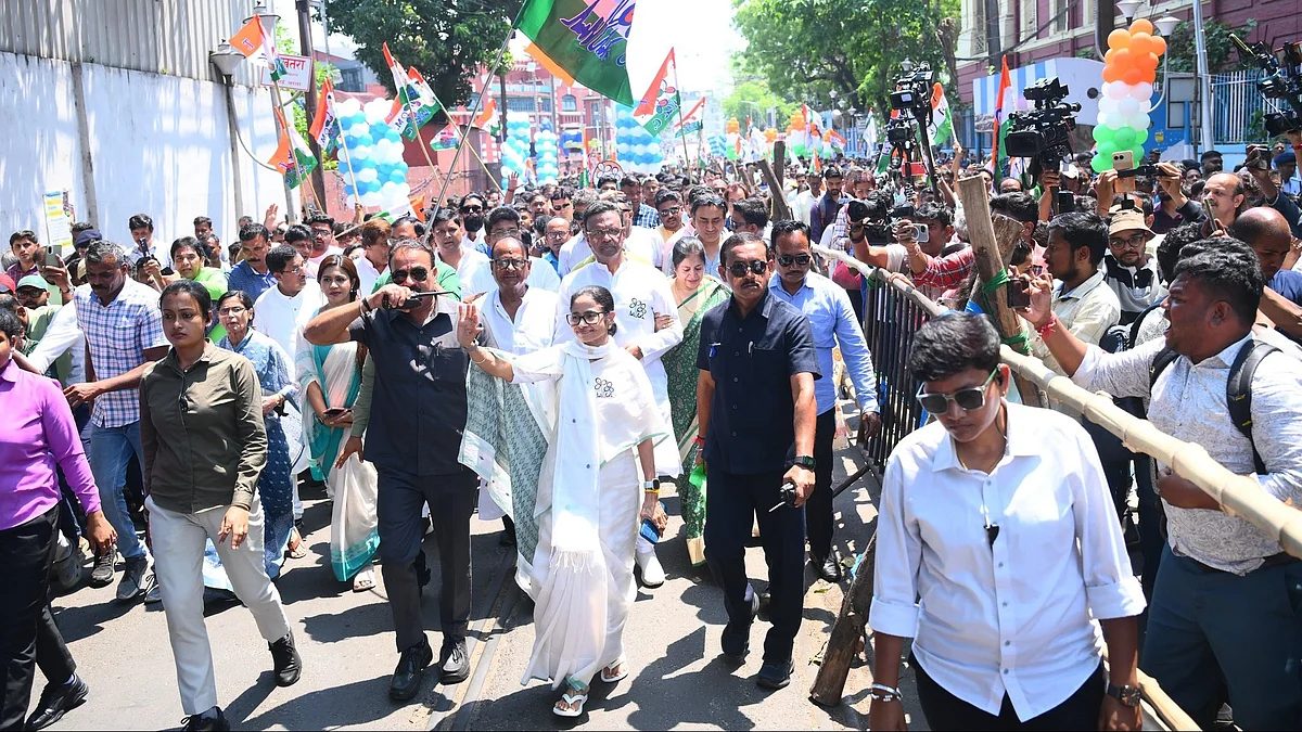 Mamata Banerjee during her election campaign in Kolkata.