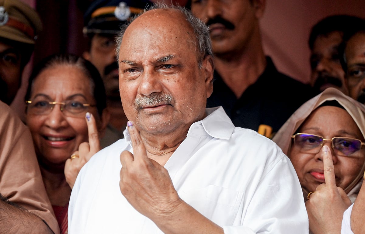 Former Union minister A K Anthony after casting his vote