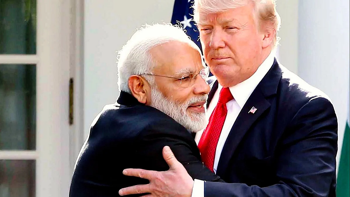 Hugs ignored...File pic of Narendra Modi with Donald Trump