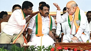 Union home minister Amit Shah with AIADMK leaders in Pudukkottai earlier this year