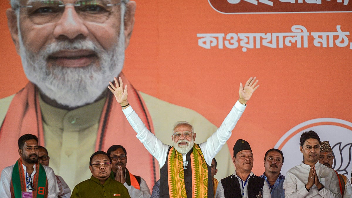 Narendra Modi during a public meeting in Siliguri.
