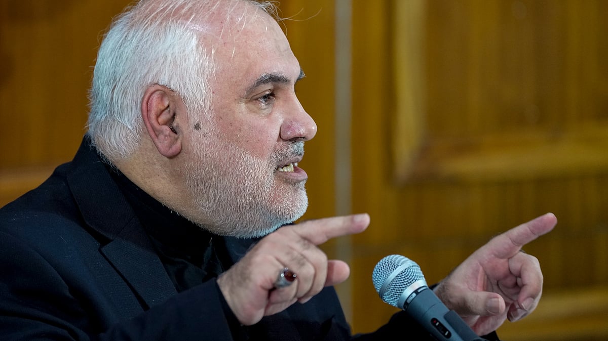 Ambassador of Iran to India, Mohammad Fathali, addresses a press conference in New Delhi.