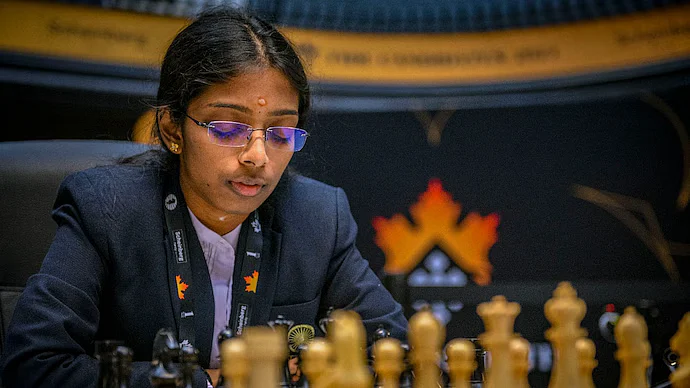 R. Vaishali in a meditative mood en route to her win in Cyprus