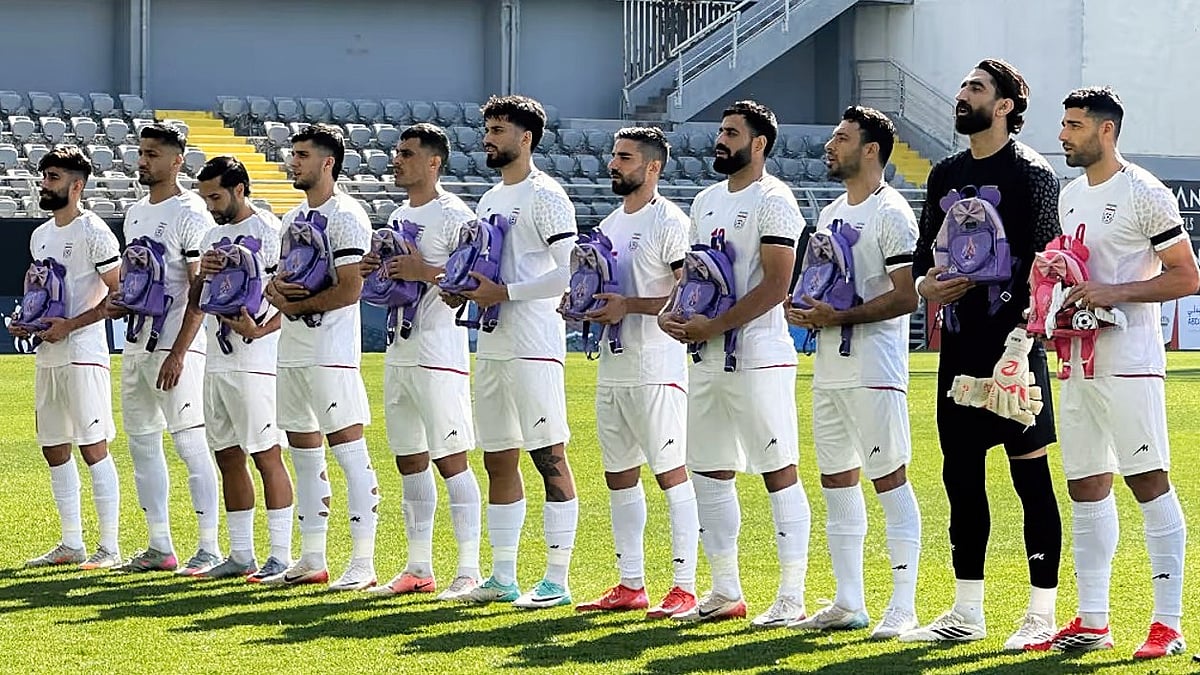 Iran's football team in symbolic protest during one of their warm-up matches in Turkey