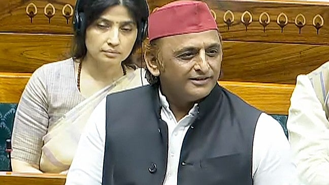 Akhilesh Yadav speaks during the special sitting of Budget Session 2026 in New Delhi.