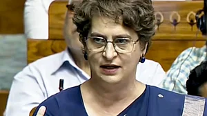 Priyanka Gandhi Vadra speaks in the Lok Sabha during the Special session of Parliament, 16 April