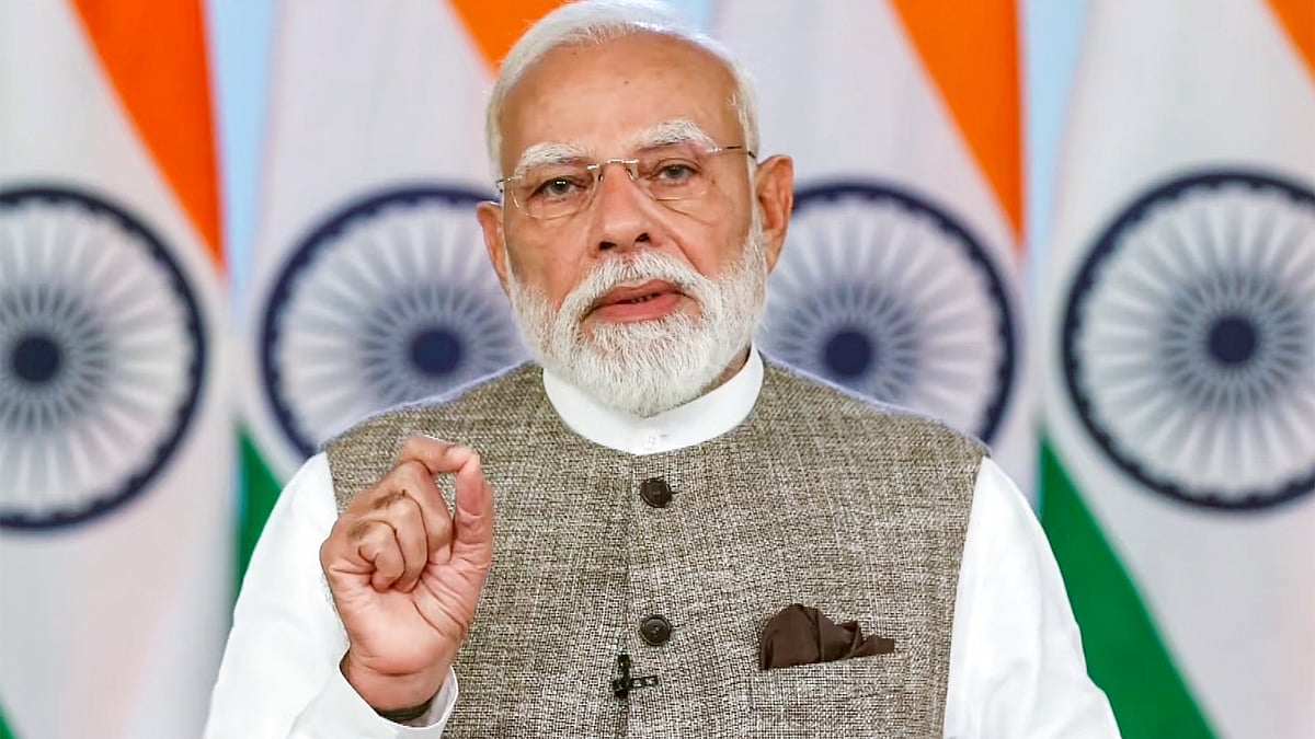 Narendra Modi addresses the nation via video conferencing on 18 April.