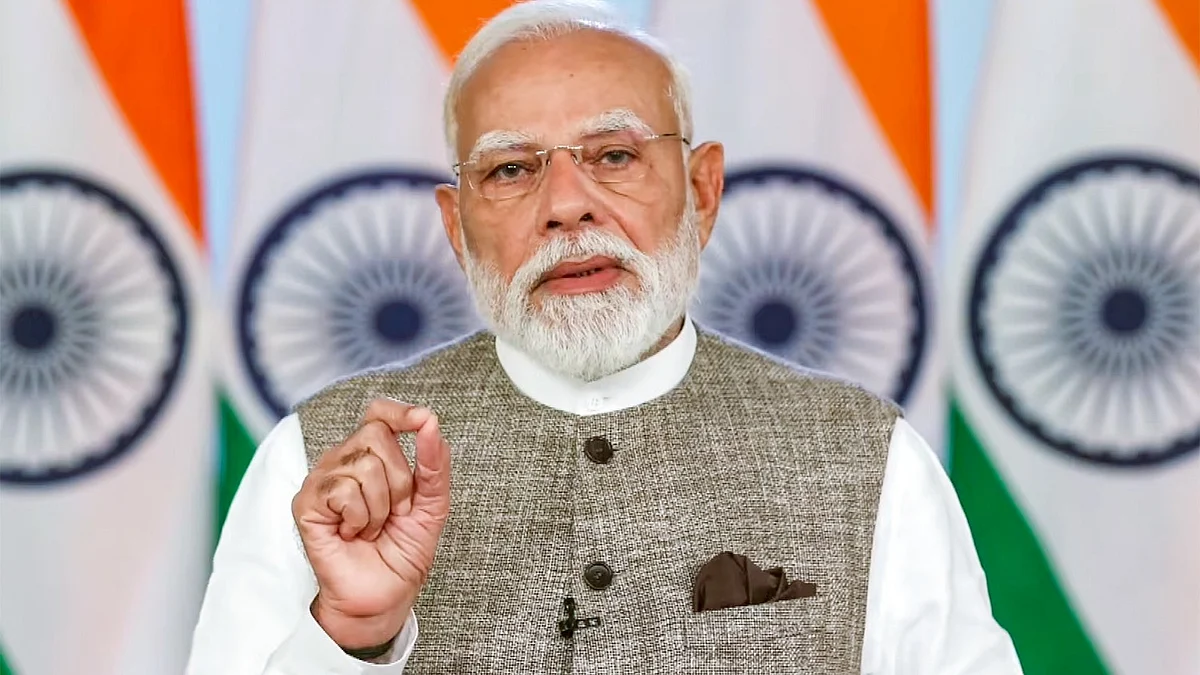 Narendra Modi addresses the nation via video conferencing on 18 April.