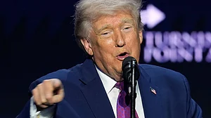 Donald Trump speaks at a Turning Point USA event in Phoenix.