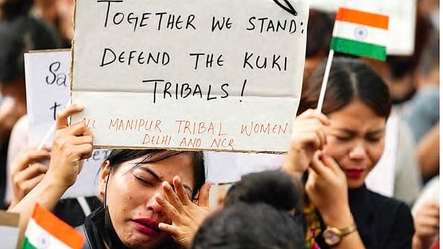 File photo of a Kuki protest in New Delhi against the killings of tribals in Manipur