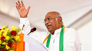 Mallikarjun Kharge addresses a public meeting ahead of the Assembly elections.