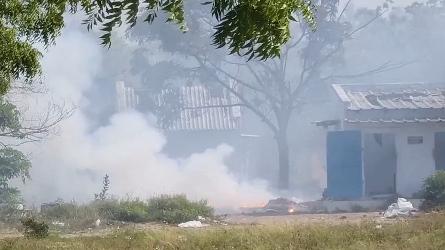 The explosion site in Kattanarpatti, Tamil Nadu.