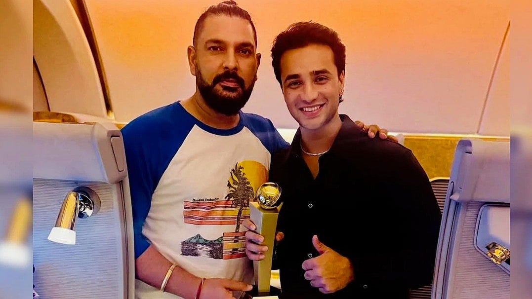 Abhishek Sharma with his mentor Yuvraj Singh