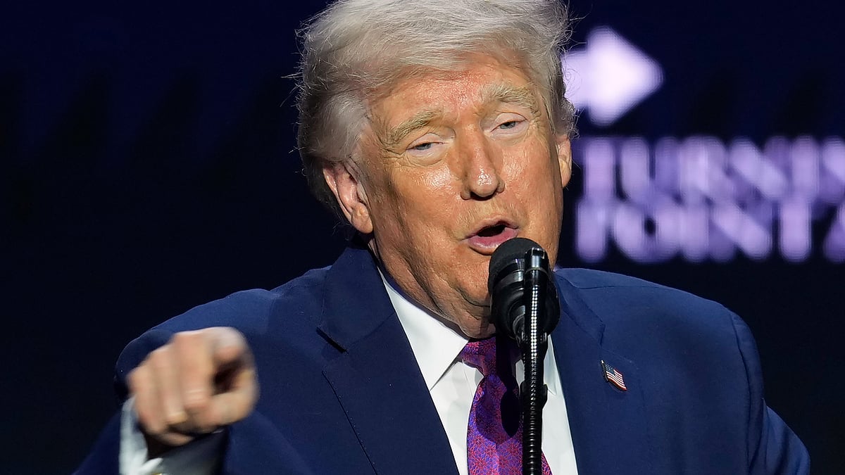 Donald Trump speaks during an event in Phoenix.