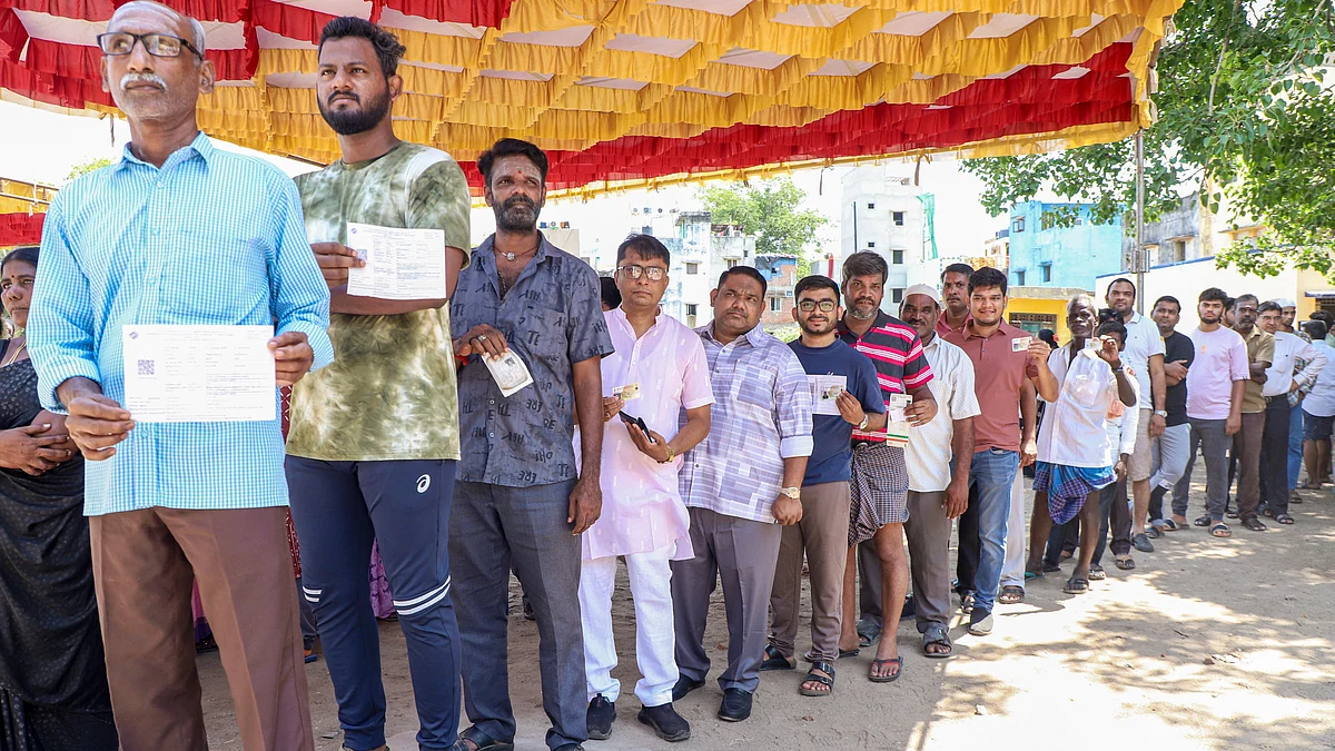 Voters in Tamil Nadu at a polling station in Chennai