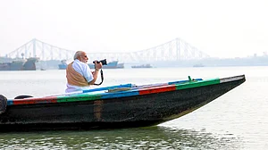 PM Narendra Modi on a boat ride on the Hooghly river in Kolkata