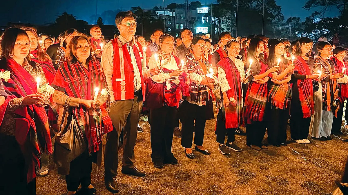 Naga groups hold a candlelight vigil in Kohima after the Ukhrul attack in which two people died