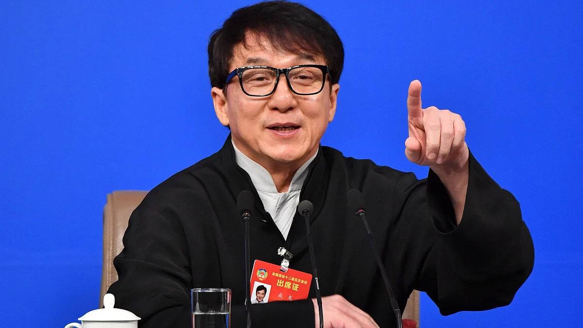 Jackie Chan attends a press meet.