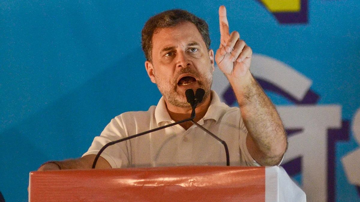Rahul Gandhi addresses an election campaign in Kolkata.