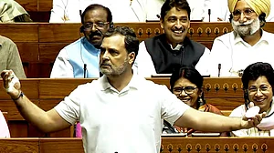 Rahul Gandhi speaks during the debate on the 131st Constitution Amendment Bill in the Lok Sabha