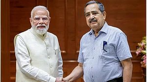 PM Narendra Modi with newly-appointed NITI Aayog VC Ashok Lahiri